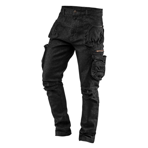 Neo 81-233-XL Farmer munkanadrág 5 zsebes, fekete, 98% pamut 2% elasztán, térderősítés XL