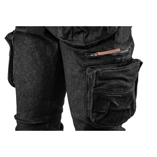 Neo 81-233-XL Farmer munkanadrág 5 zsebes, fekete, 98% pamut 2% elasztán, térderősítés XL