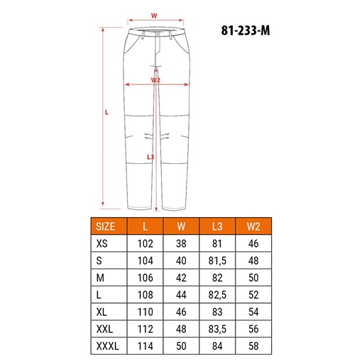 Neo 81-233-XL Farmer munkanadrág 5 zsebes, fekete, 98% pamut 2% elasztán, térderősítés XL