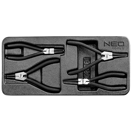 Neo 84-240 zégergyűrű fogókészlet, 4db, műhelykocsitálcával