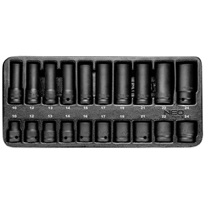 Neo 84-241 gépi dugókulcskészlet 1/2", 20db, 10-24mm, műhelykocsitálcával KIFUTÓ