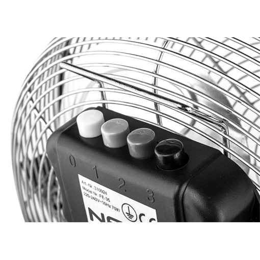 Neo 90-009 Padló ventilátor 50W, átmérő 30 cm, 3 sebességfokozat, fém keretes króm váz