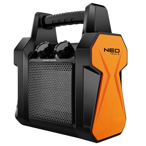 Neo 90-060 Ipari PTC Elektromos Kerámia Hősugárzó 2 kw, termosztát, levehető fogantyú, borulásvédelem,139 m3/h KIFUTÓ