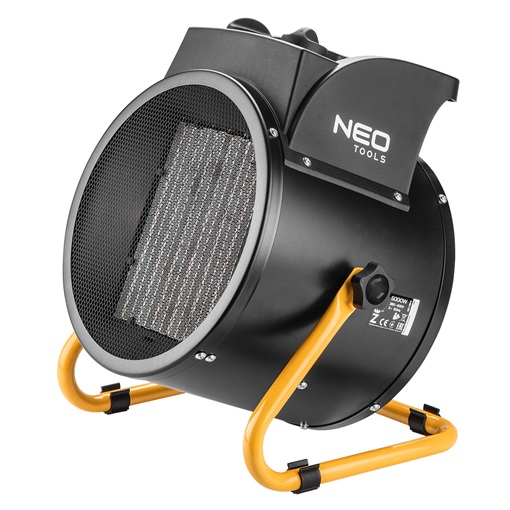 Neo 90-064 Ipari PTC Elektromos Kerámia Hősugárzó 5 kw,Két fokozat,állitható szög, levehető fogantyú,588 m3/h