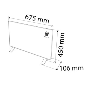 Neo 90-091 Elektromos fűtőpanel 1500W, IP24, távirányitó, heti időzítés, érintőpanel