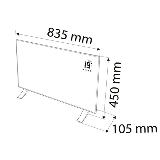 Neo 90-092 Elektromos fűtőpanel 2000W, IP24, távirányitó, heti időzítés, érintőpanel