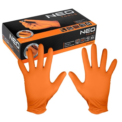 Neo 97-690-M Perforált nitril kesztyű, narancssárga, 50 db-os, M