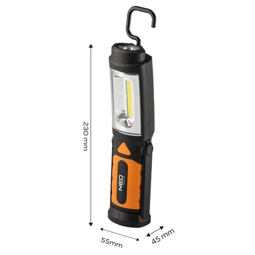 Neo 99-042 Műhelylámpa, elemes 3xAA, 300 lm COB led, 2az1-ben