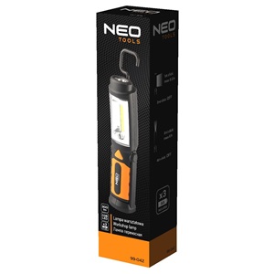 Neo 99-042 Műhelylámpa, elemes 3xAA, 300 lm COB led, 2az1-ben