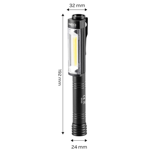 Neo 99-045 Műhely-vizsgálólámpa, elemes 3xAA, 400lum COB LED, 4W