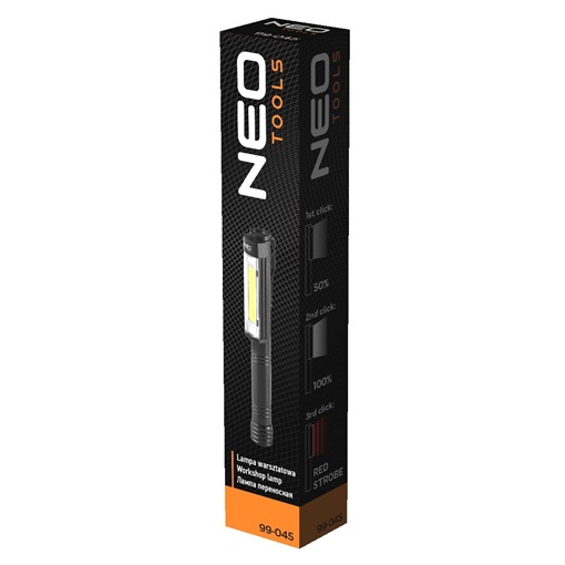 Neo 99-045 Műhely-vizsgálólámpa, elemes 3xAA, 400lum COB LED, 4W