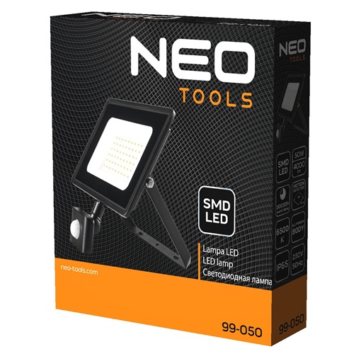 Neo 99-050 Reflektor, mozgásérzékelős, 230V/50W 4000lm SMD led
