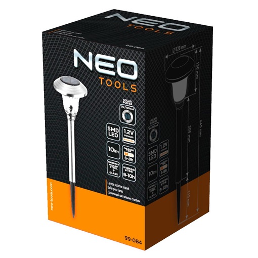 Neo 99-084 Kültéri napelemes állólámpa,SMD LED 10 lm, 120x430mm KIFUTÓ