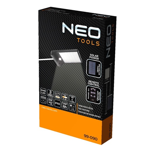 Neo 99-090 Napelemes fali reflektor távirányítóval, mozgásérzékelő, SMD LED 450 lm