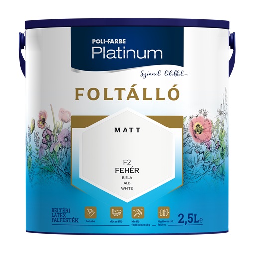 Platinum Foltálló falfesték Fehér F2  2,5 L