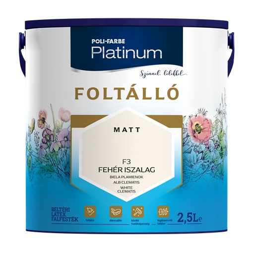 Platinum Foltálló falfesték Fehér iszalag F3  2,5 L