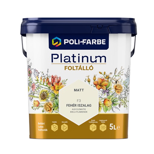 Platinum Foltálló falfesték Fehér iszalag F3  5 L