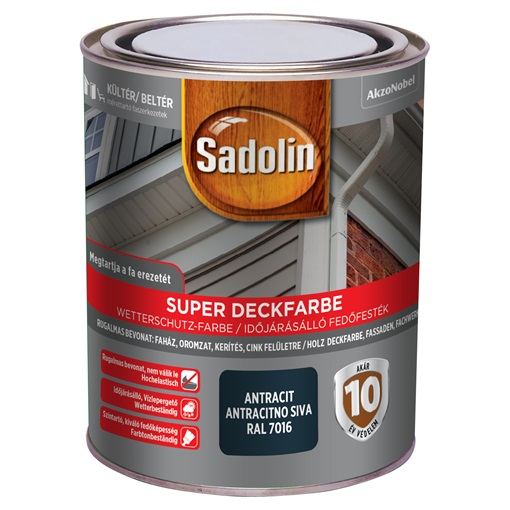 Sadolin Super Deckfarbe fafesték antracit RAL7016 0,75 L
