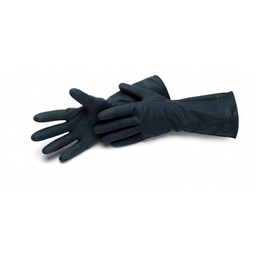Sch 42611 Cleanstar Black M/8" latex háztartási kesztyű, bélés nélkül, CAT1