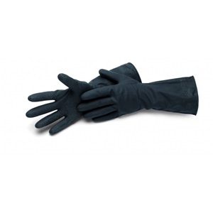 Sch 42611 Cleanstar Black M/8" latex háztartási kesztyű, bélés nélkül, CAT1