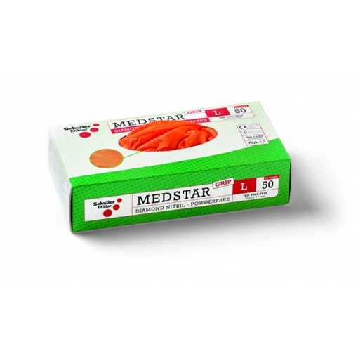 Sch 49154 Medstar Grip PF XL/10" egyszer használatos nitril kesztyű, púdermentes, gyémánt mint. struk. 50 db-os karton