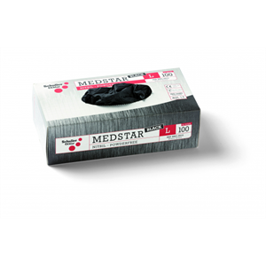 Sch 49204 Medstar Black PF XL/10" egyszer használatos nitril kesztyű, púdermentes, élelmiszerekhez 100 db