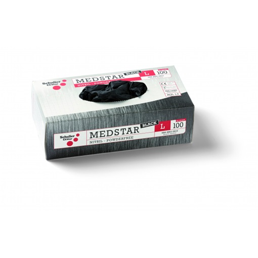 Sch 49204 Medstar Black PF XL/10" egyszer használatos nitril kesztyű, púdermentes, élelmiszerekhez 100 db