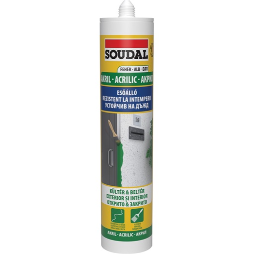 Soudal esőálló akril festhető 280 ml fehér