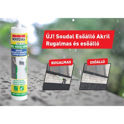 Soudal esőálló akril festhető 280 ml fehér