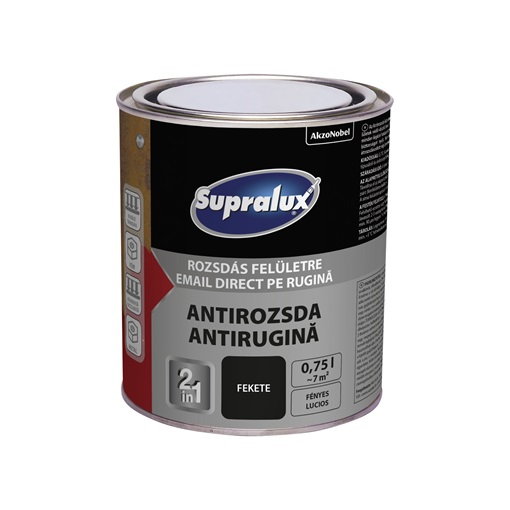Supralux Antirozsda fekete RAL9005 0,75 L