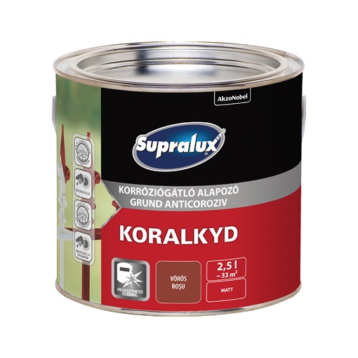 Supralux Koralkyd korr.gátló alapozó vörös  2,5 L