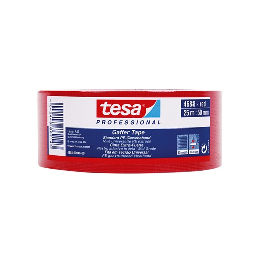 Tesa 04688-46 Extra Erős Szövetszalag, Piros 25m/50mm