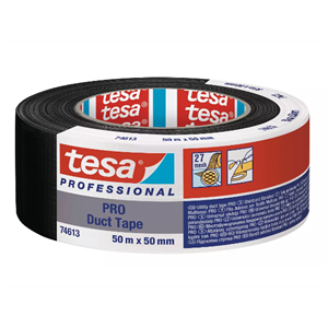 Tesa 074613-02 Erős Szövetszalag, Duct Tape pro Fekete 50m/50mm