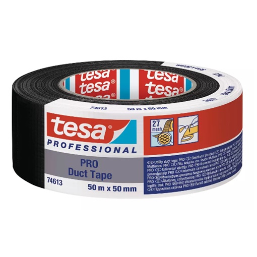 Tesa 074613-02 Erős Szövetszalag, Duct Tape pro Fekete 50m/50mm