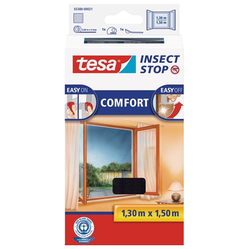 Tesa 55388-21 Comfort Öntapadó Szúnyogháló, Antracit 1,3m/1,5m