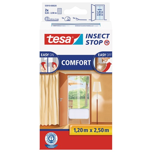 Tesa 55910-20 Comfort Öntapadó Szúnyogháló Ajtóra, Fehér 2x0,65m/2,5m
