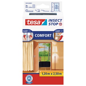 Tesa 55910-21 Comfort Öntapadó Szúnyogháló Ajtóra, Antracit 2x0,65m/2,5m