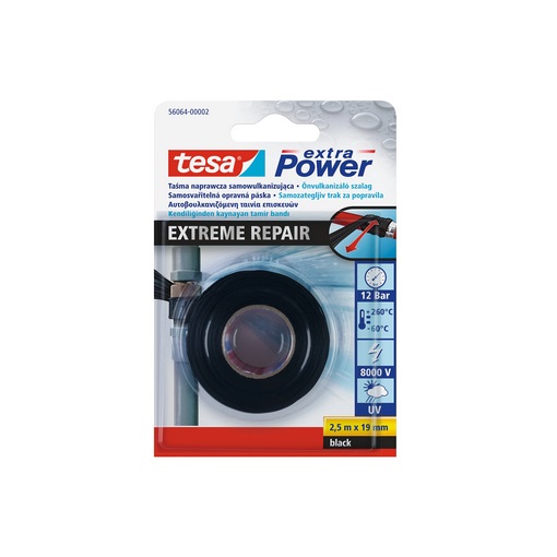 Tesa 56064-02 Extra Erős butil, önvulkanizáló, UV-álló javítószalag fekete, 2,5m/19mm