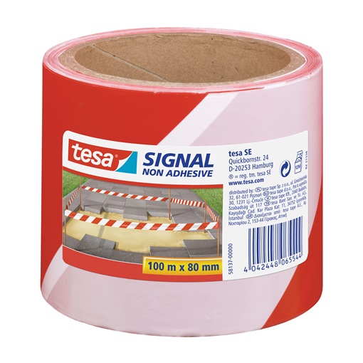 Tesa 58137 Kordonszalag piros/fehér 100m/80mm