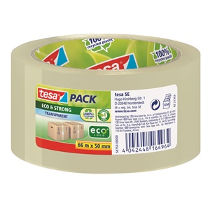 Tesa 58153-00 Csomagolószalag átlátszó Tesapack Eco&Strong (100% újrahasznosított műanyag)  66m/50mm