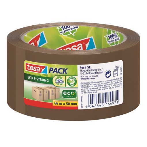Tesa 58154-00 Csomagolószalag barna Tesapack Eco&Strong (100% újrahasznosított műanyag)  66m/50mm
