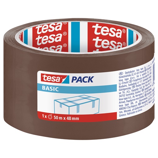 Tesa 58573 Basic Csomagolószalag, barna cimkézett 50m/48mm