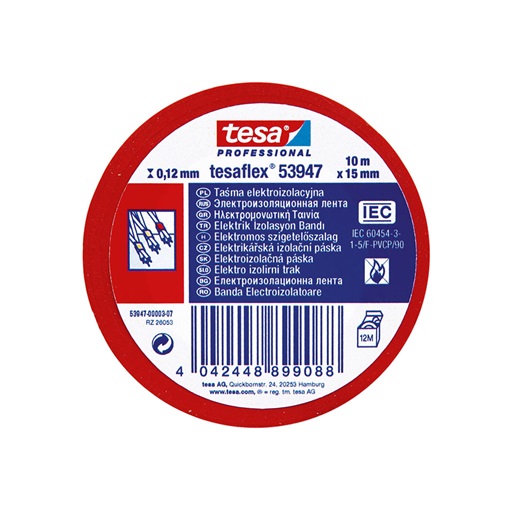 Tesa Szigetelőszalag piros 10m/15mm