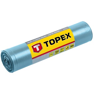Topex 23B257 szemetesszák 80 l, nagy teherbírású, kék, 5 db, méretek:60x90 cm, vastagság: 100 mic, ldpe fólia