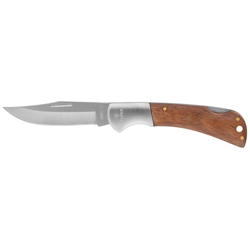 Topex 98Z007 összecsukható kés retesszel, 8cm penge, fa markolat KIFUTÓ