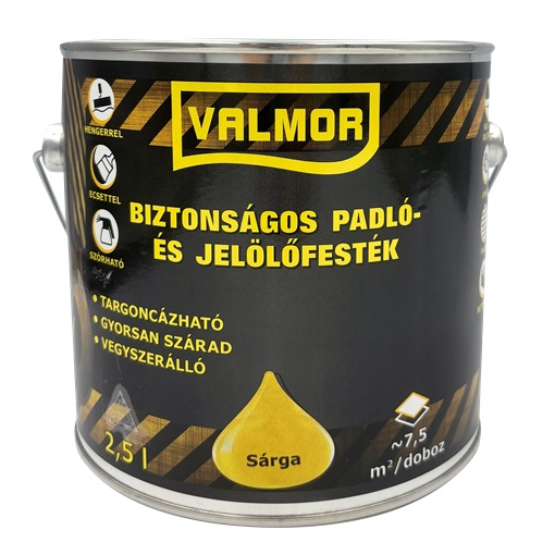 Valmor biztonságos padló- és jelölőfesték sárga  2,5 L