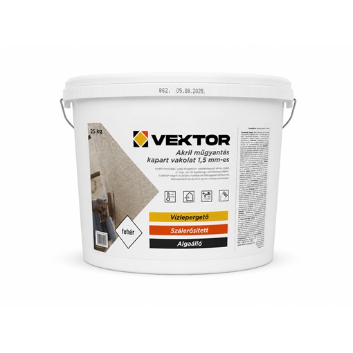 Vektor szálerősített algaálló vakolat K1,5mm 25 kg fehér