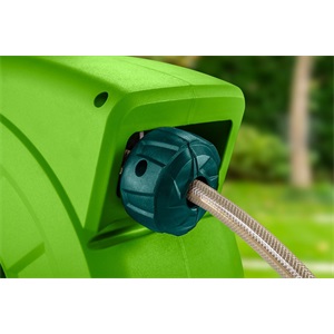 Verto 15G891 Autómata tömlődob, 20 m locsolótömlő + 2 m csatlakozó tömlő, 10 bar, PP ház, PVC tömlő, falra szerelhető