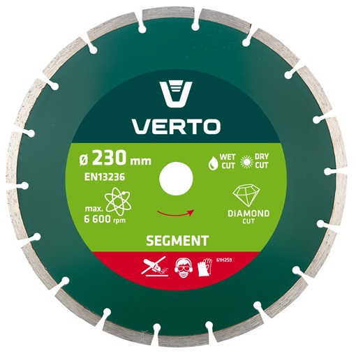 Verto 61H2S9 gyémánt vágókorong 230mm szegmentált KIFUTÓ